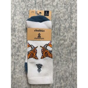 Chubbies The Tiger Sharks All Day Socks Mens Large 8-12 White Blue 945251-099